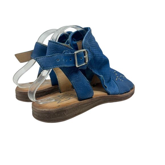 Miz Mooz‎ Fifi Sandals Flat Leather Perforated Ankle Strap Blue Size 39 US 8.5 9 - Picture 7 of 14